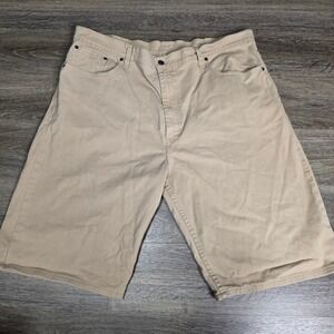 Levi's W40 569 Loose Straight Shorts Mens Tan Excellent Baggy Denim Khaki 35569